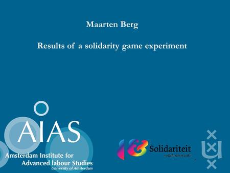 Maarten Berg Results of a solidarity game experiment.