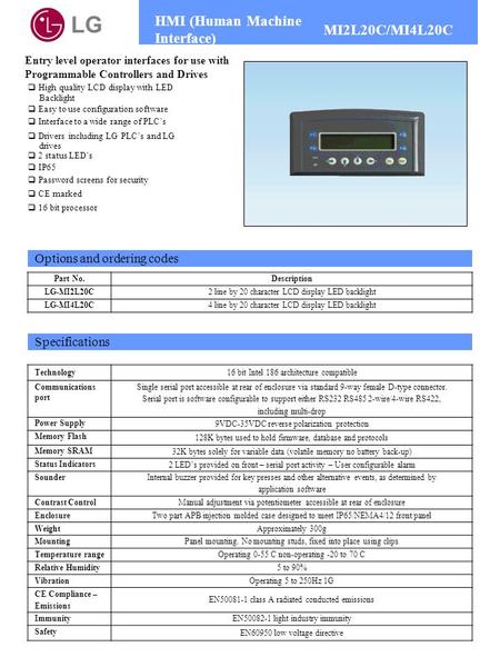 LG HMI (Human Machine Interface) MI2L20C/MI4L20C