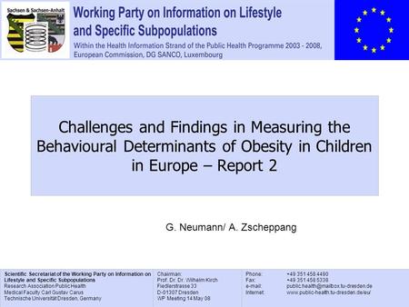 Scientific Secretariat of the Working Party on Information on Lifestyle and Specific Subpopulations Research Association Public Health Medical Faculty.