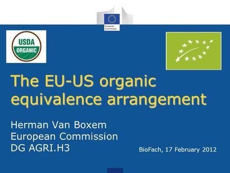 The EU-US organic equivalence arrangement