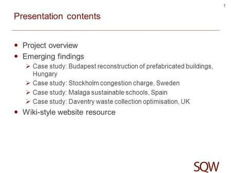 ICT for Energy Efficiency: Local and Regional Initiatives Chris Fry, SQW.