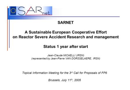 Topical Information Meeting for the 3rd Call for Proposals of FP6