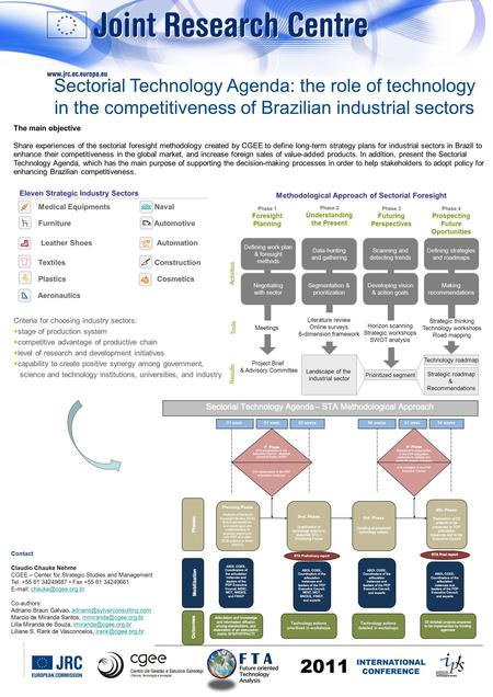 © European Communities, 2011 The main objective Share experiences of the sectorial foresight methodology created by CGEE to define long-term strategy plans.