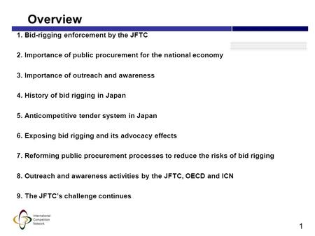 Efforts of Outreach, Awareness and Training of Procurement Officials and Reforming the Public Procurement Process in Japan Toshiyuki NAMBU Deputy Secretary.