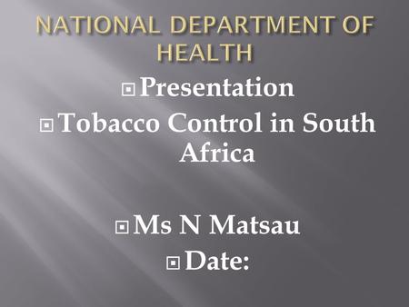 NATIONAL DEPARTMENT OF HEALTH