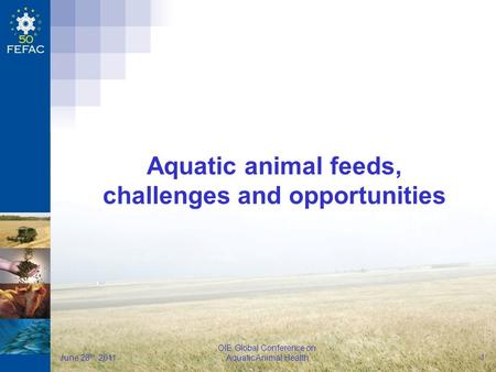 FEFAC OIE Global Conference on Aquatic Animal Health June 28 th, 2011 1 Aquatic animal feeds, challenges and opportunities.