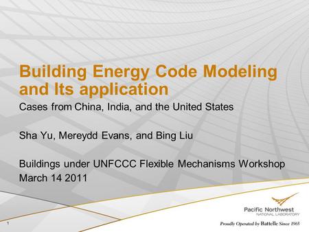 Building Energy Code Modeling and Its application