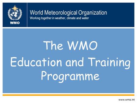 The WMO Education and Training Programme