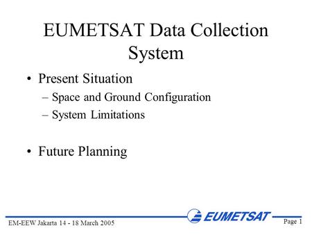 EUMETSAT Data Collection System