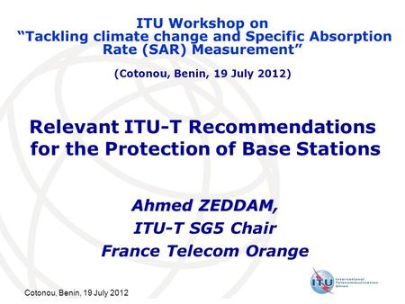 Relevant ITU-T Recommendations for the Protection of Base Stations