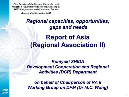 Report of Asia (Regional Association II)