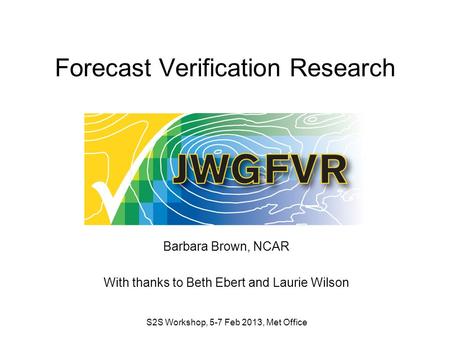 Forecast Verification Research