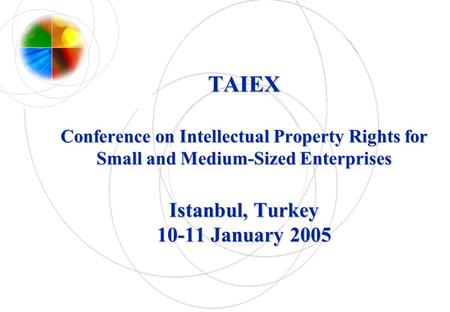 TAIEX Conference on Intellectual Property Rights for Small and Medium-Sized Enterprises Istanbul, Turkey 10-11 January 2005.