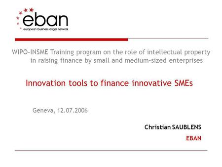 Innovation tools to finance innovative SMEs