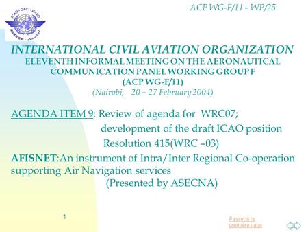 INTERNATIONAL CIVIL AVIATION ORGANIZATION