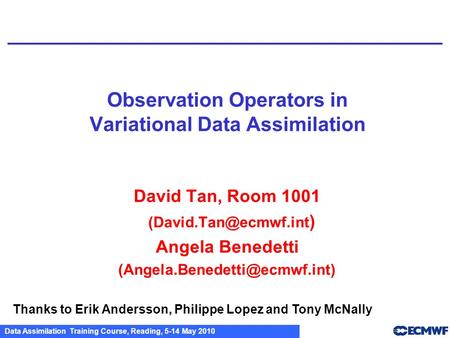 Observation Operators in Variational Data Assimilation