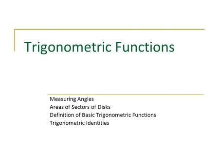 Trigonometric Functions