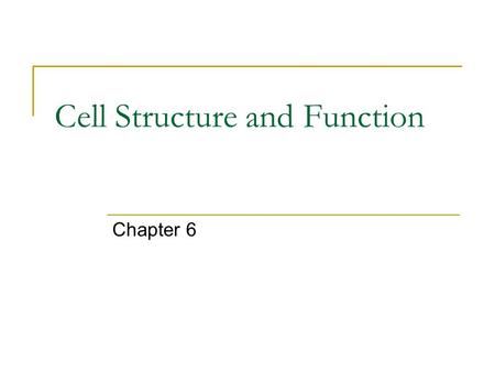 Cell Structure and Function