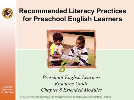 Recommended Literacy Practices for Preschool English Learners