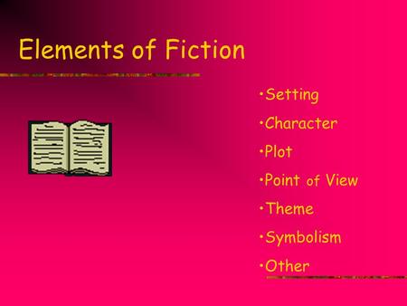 Elements of Fiction Setting Character Plot Point of View Theme