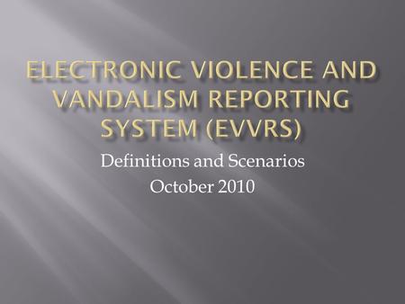 Definitions and Scenarios October 2010. New Jersey Department of Education Office of Student Support Services (609) 292-5935