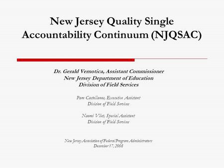 New Jersey Quality Single Accountability Continuum (NJQSAC)