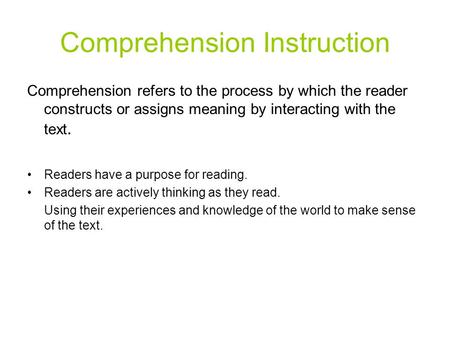 Comprehension Instruction