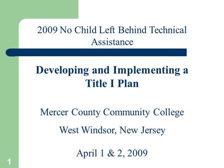 Developing and Implementing a Title I Plan