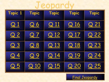 Jeopardy Q 1 Q 6 Q 11 Q 16 Q 21 Q 2 Q 7 Q 12 Q 17 Q 22 Q 3 Q 8 Q 13