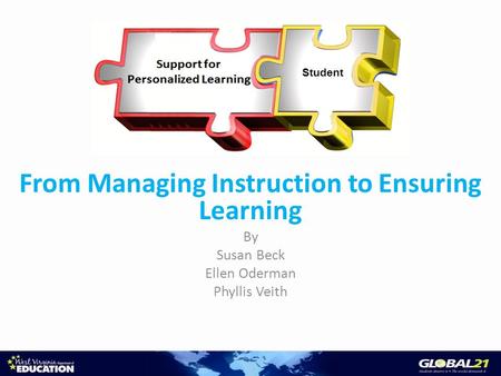 From Managing Instruction to Ensuring Learning By Susan Beck Ellen Oderman Phyllis Veith Student.