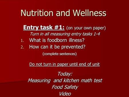 Nutrition and Wellness