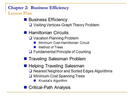 Chapter 2: Business Efficiency Lesson Plan