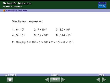 Simplify each expression • • 10– • 105