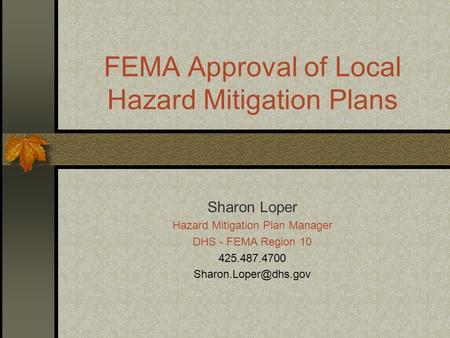 FEMA Approval of Local Hazard Mitigation Plans