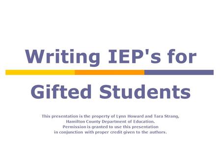 Writing IEP's for Gifted Students