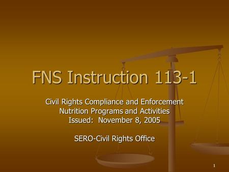 FNS Instruction Civil Rights Compliance and Enforcement