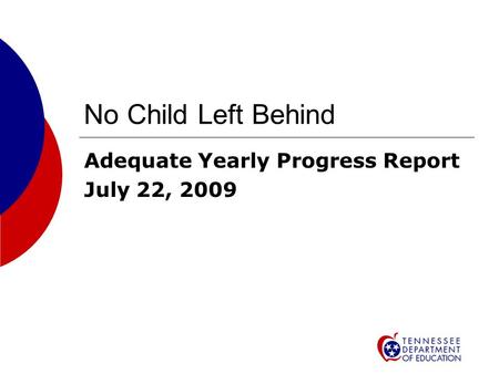 No Child Left Behind Adequate Yearly Progress Report July 22, 2009.