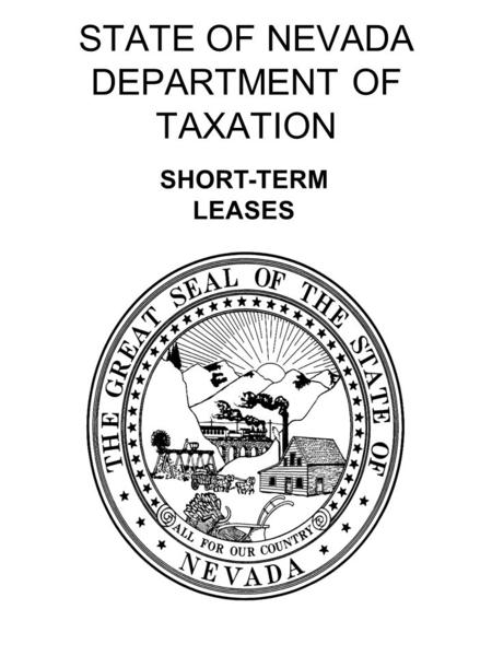 STATE OF NEVADA DEPARTMENT OF TAXATION SHORT-TERM LEASES.