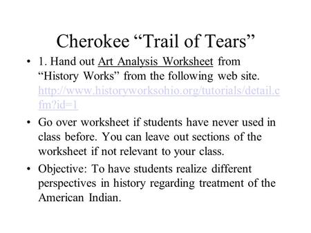 Cherokee “Trail of Tears”