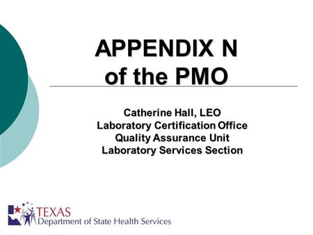 APPENDIX N of the PMO Catherine Hall, LEO