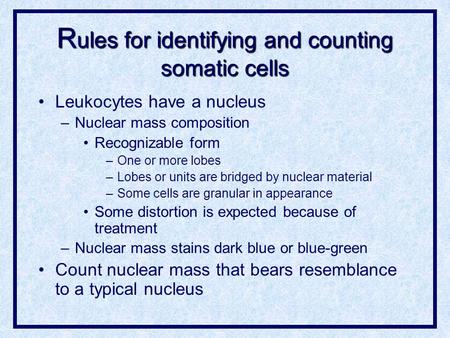 D irect M icroscopic S omatic C ell C ount Guidelines Prepared By: Laboratory Development Section Division of Microbiology Bureau of Foods Food and Drug.