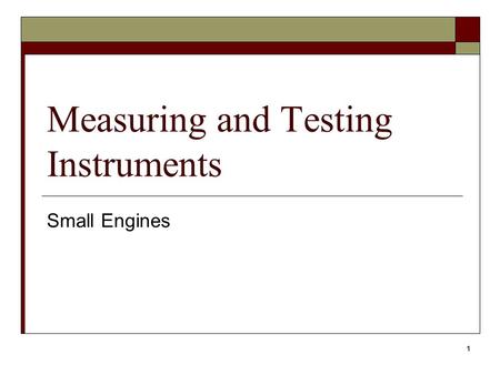 Measuring and Testing Instruments