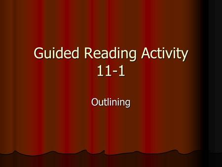 Guided Reading Activity 11-1