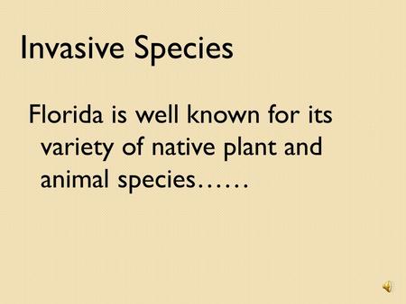 Invasive Species Florida is well known for its variety of native plant and animal species……