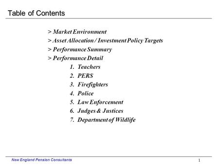 New England Pension Consultants Oklahoma State Pension Commission Investment Performance Analysis Quarter Ending 9/30/2001.