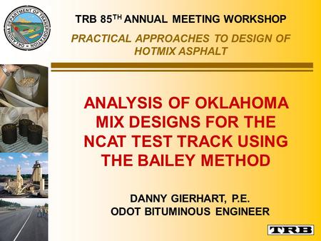 TRB 85TH ANNUAL MEETING WORKSHOP