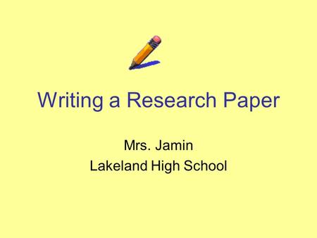 Writing a Research Paper