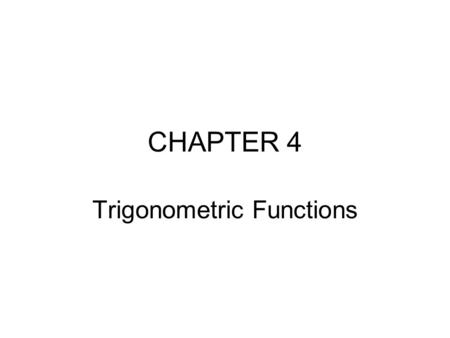 Trigonometric Functions