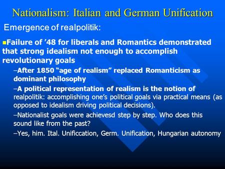 Nationalism: Italian and German Unification