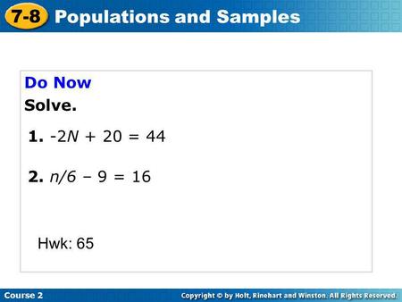 Populations and Samples